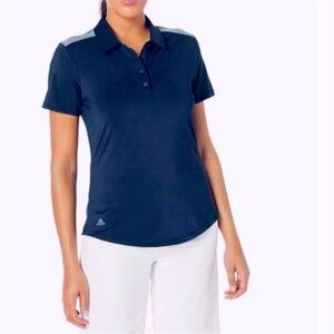 Adidas Blue Fitted Buttoned Tennis Golf Polo Shirt
